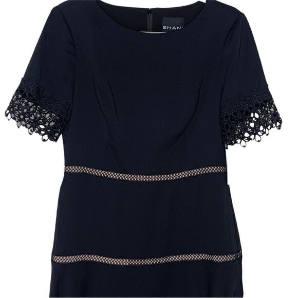 Shani Black Embroidered Lace Fit and Flare Crepe Cocktail Dress| Size 6 - Picture 9 of 10